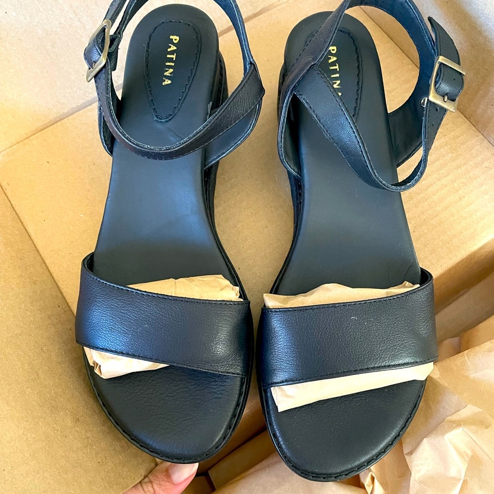 Portland Leather Goods - Black Wedge Sandal - SZ 9